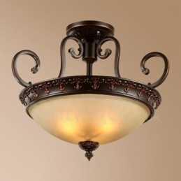 Single Light Rustic Lodge Integrated Metal Flush Mount Light