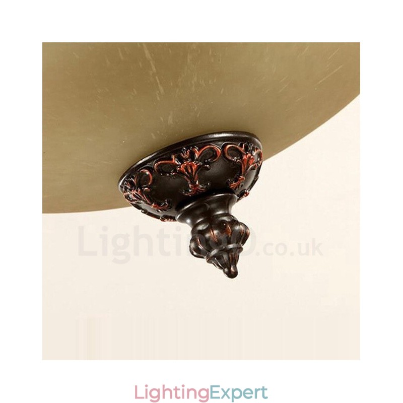 Single Light Rustic Lodge Integrated Metal Flush Mount Light