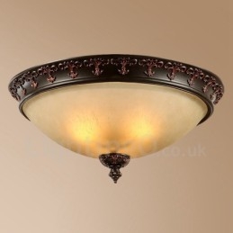 Single Light Rustic Lodge Integrated Metal Flush Mount Light
