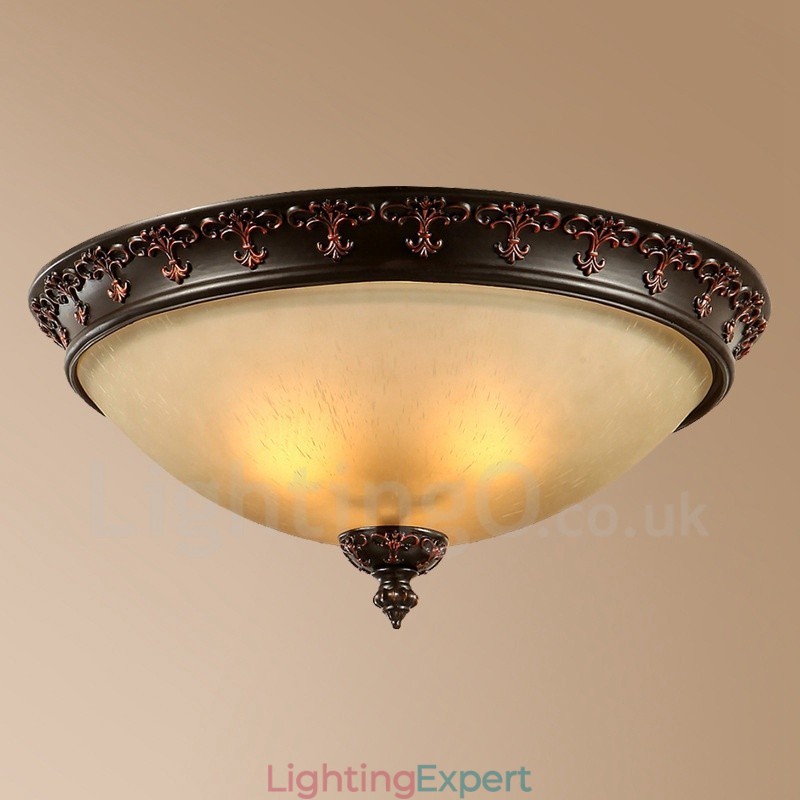 Single Light Rustic Lodge Integrated Metal Flush Mount Light