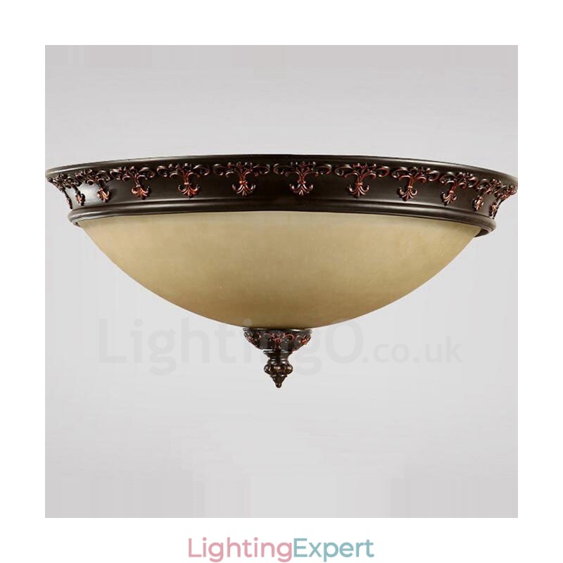 Single Light Rustic Lodge Integrated Metal Flush Mount Light