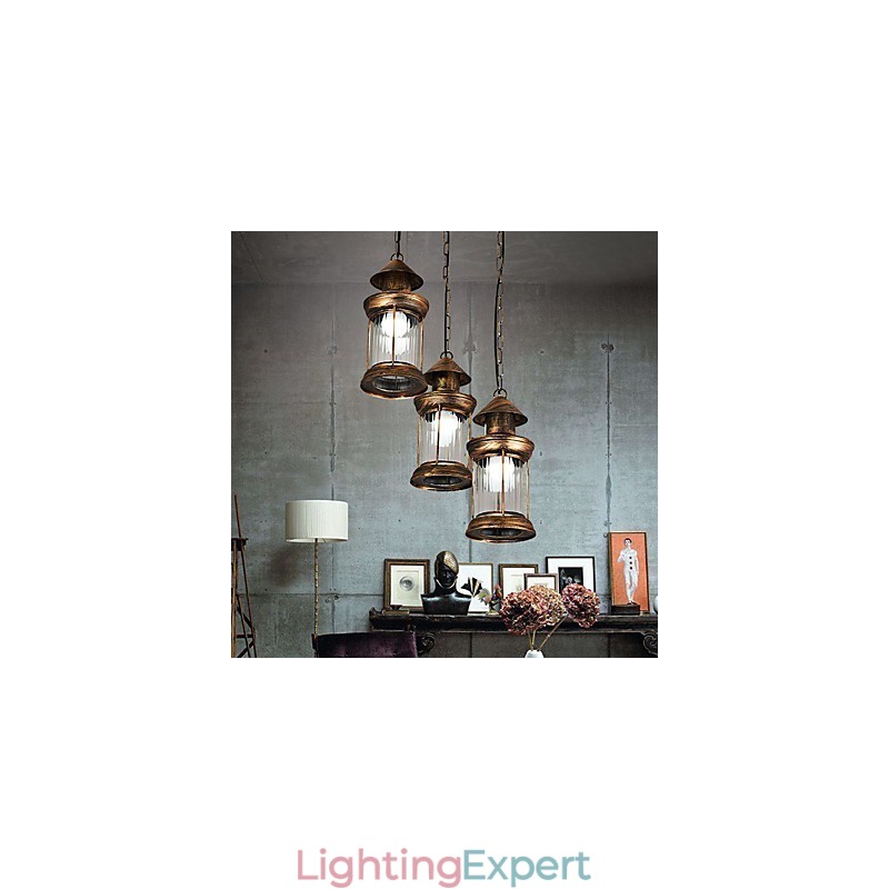 Rustic Lodge Vintage Retro Mini Style Metal Pendant Light