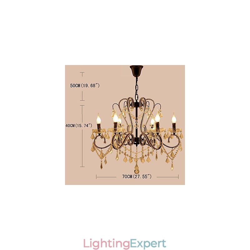 6 Lights Crystal Chandelier Modern Contemporary Traditional Classic Rustic Lodge Vintage Retro