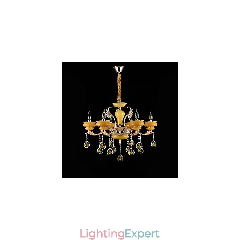 Traditional Classic Zinc Alloy Feature for Crystal Mini Style Metal 6 Bulbs Chandelier