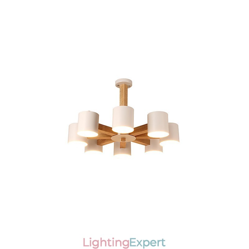8 Lights Chandelier Modern Contemporary Traditional Classic Vintage Country Wood Feature for Wood