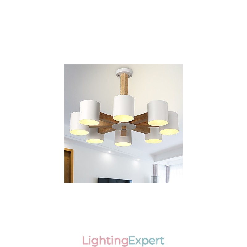 8 Lights Chandelier Modern Contemporary Traditional Classic Vintage Country Wood Feature for Wood