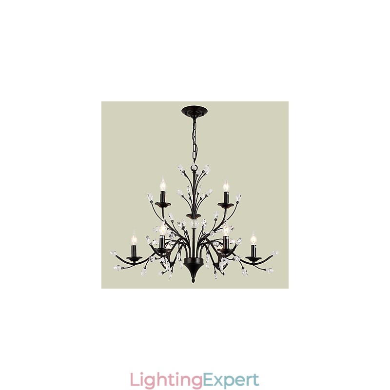 9 Lights Crystal Chandelier Modern Contemporary Traditional Classic Vintage Retro Country Painting Feature