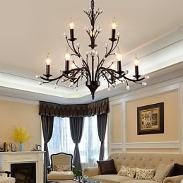 9 Lights Crystal Chandelier Modern Contemporary Traditional Classic Vintage Retro Country Painting Feature