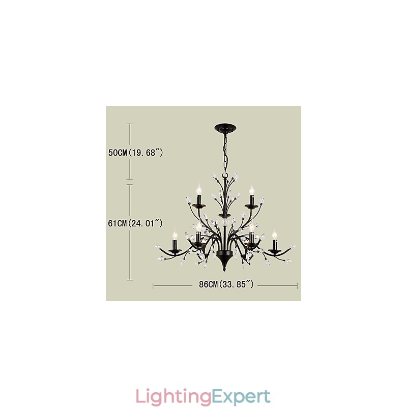 9 Lights Crystal Chandelier Modern Contemporary Traditional Classic Vintage Retro Country Painting Feature