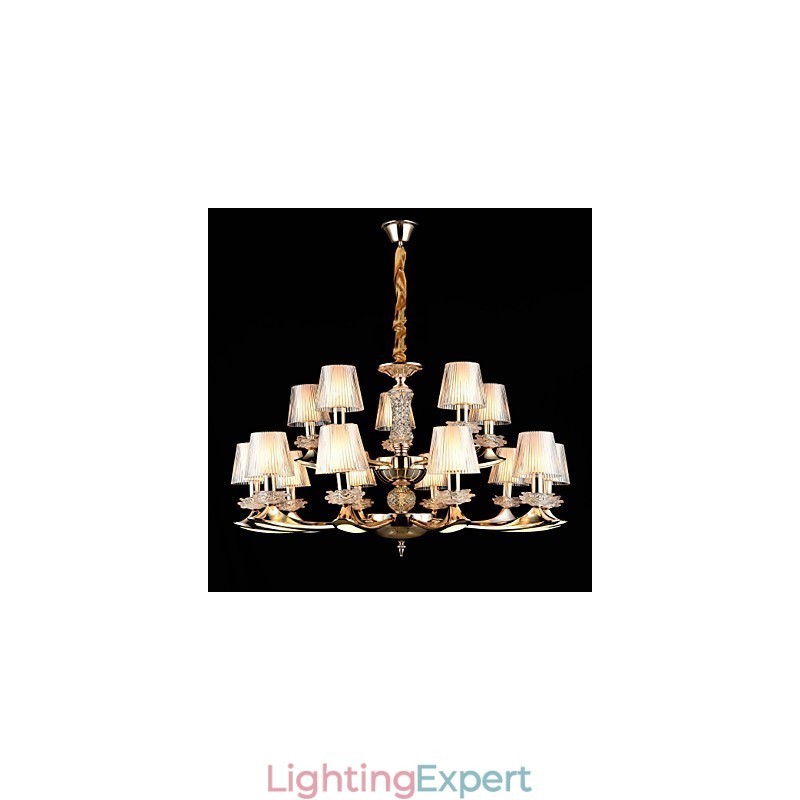 Pendant Light Zinc Alloy Feature for Crystal Mini Style Metal Indoors Shops 15 Bulbs