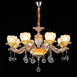 Traditional Classic Zinc Alloy Feature for Crystal Mini Style Metal 8 Bulbs Chandelier