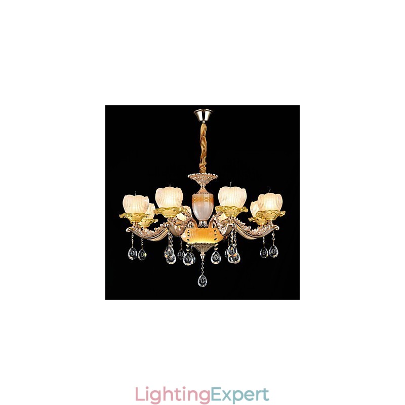 Traditional Classic Zinc Alloy Feature for Crystal Mini Style Metal 8 Bulbs Chandelier