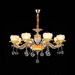 Traditional Classic Zinc Alloy Feature for Crystal Mini Style Metal 8 Bulbs Chandelier