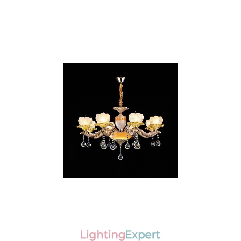 Traditional Classic Zinc Alloy Feature for Crystal Mini Style Metal 8 Bulbs Chandelier