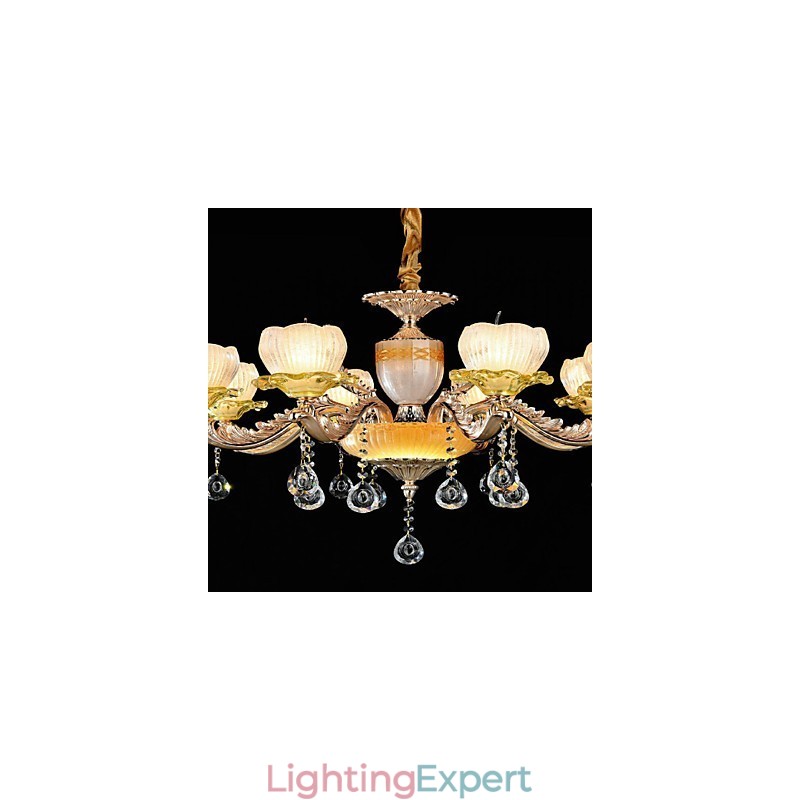 Traditional Classic Zinc Alloy Feature for Crystal Mini Style Metal 8 Bulbs Chandelier