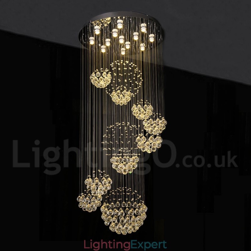 Extra Length 5 Meter Crystal Long Drop Ceiling Pendant Light Modern Chandelier Home Hanging Lighting Chandelier Lamps Fixtures