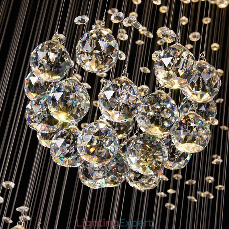 Extra Length 5 Meter Crystal Long Drop Ceiling Pendant Light Modern Chandelier Home Hanging Lighting Chandelier Lamps Fixtures
