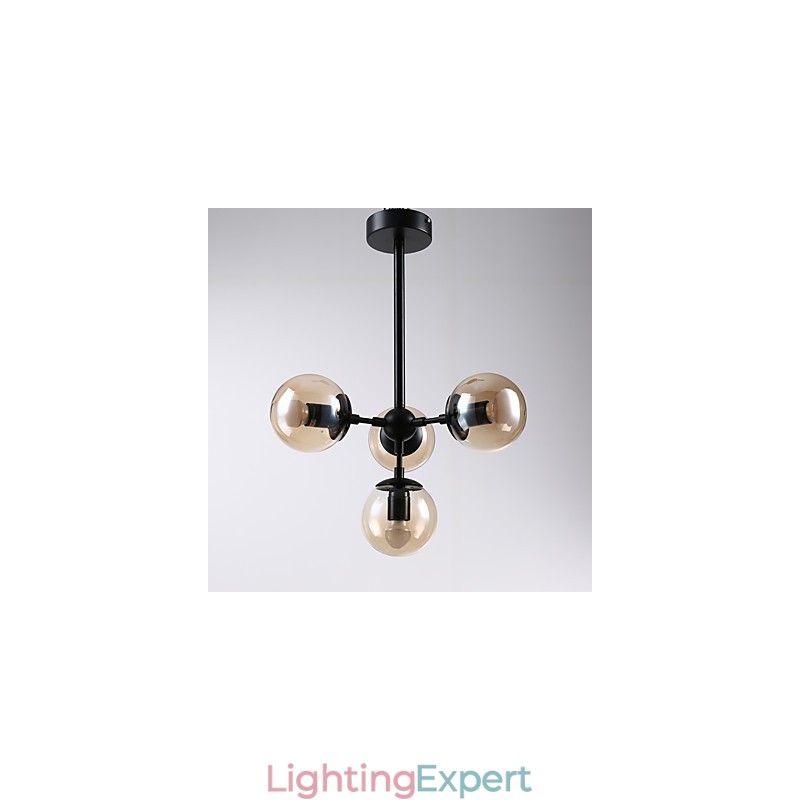 Four Light Post Modern Europe Style Modo Metal Glass Pendant Lamp the Foyer Decorate Industrial Chandelier Lamp