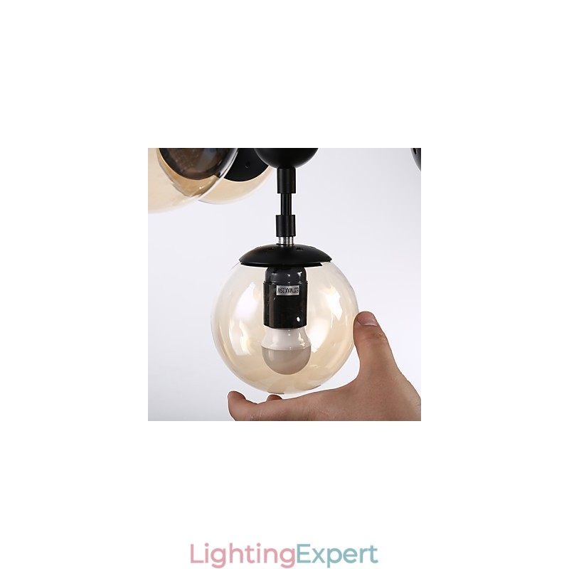 Four Light Post Modern Europe Style Modo Metal Glass Pendant Lamp the Foyer Decorate Industrial Chandelier Lamp