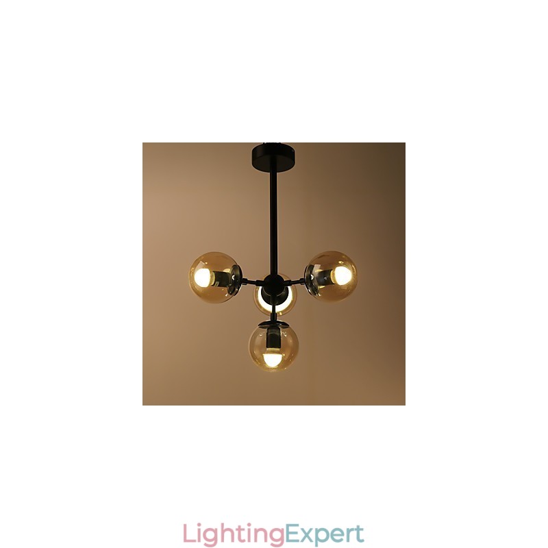 Four Light Post Modern Europe Style Modo Metal Glass Pendant Lamp the Foyer Decorate Industrial Chandelier Lamp