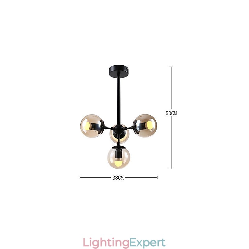 Four Light Post Modern Europe Style Modo Metal Glass Pendant Lamp the Foyer Decorate Industrial Chandelier Lamp