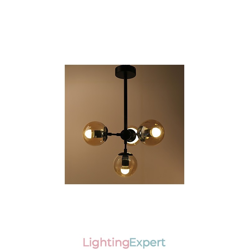 Four Light Post Modern Europe Style Modo Metal Glass Pendant Lamp the Foyer Decorate Industrial Chandelier Lamp