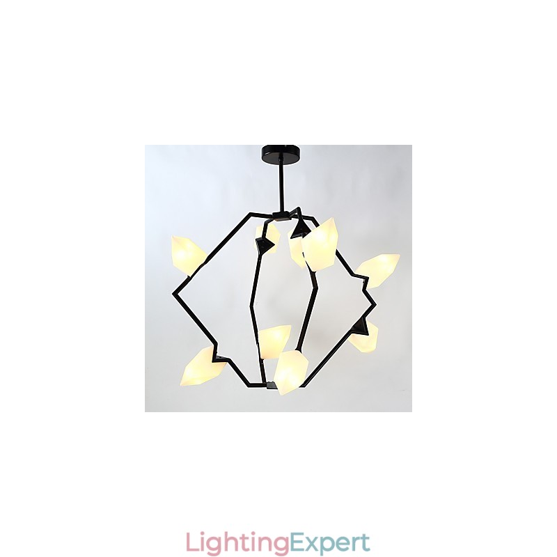 Nine Light Post Modern Metal with Glass Peach Chandelier Lamp the Canteen Decorate Pendant Lamp