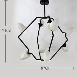 Nine Light Post Modern Metal with Glass Peach Chandelier Lamp the Canteen Decorate Pendant Lamp