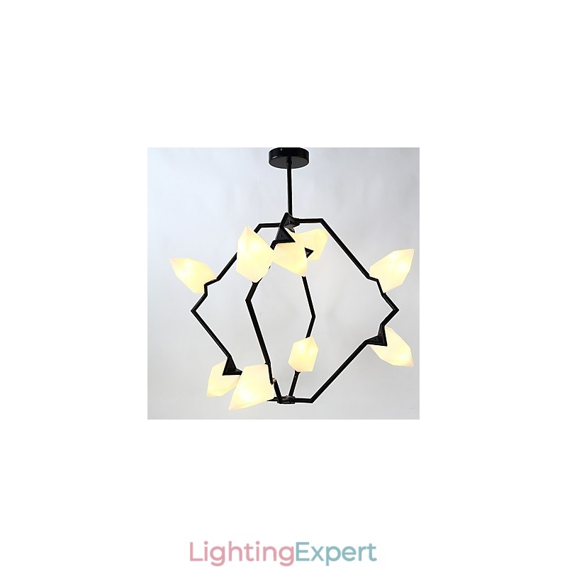 Nine Light Post Modern Metal with Glass Peach Chandelier Lamp the Canteen Decorate Pendant Lamp