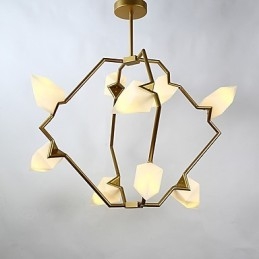Nine Light Post Modern Metal with Glass Peach Chandelier Lamp the Canteen Decorate Pendant Lamp