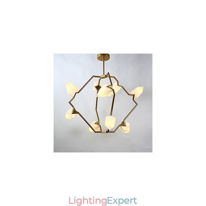 Nine Light Post Modern Metal with Glass Peach Chandelier Lamp the Canteen Decorate Pendant Lamp