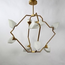 Nine Light Post Modern Metal with Glass Peach Chandelier Lamp the Canteen Decorate Pendant Lamp