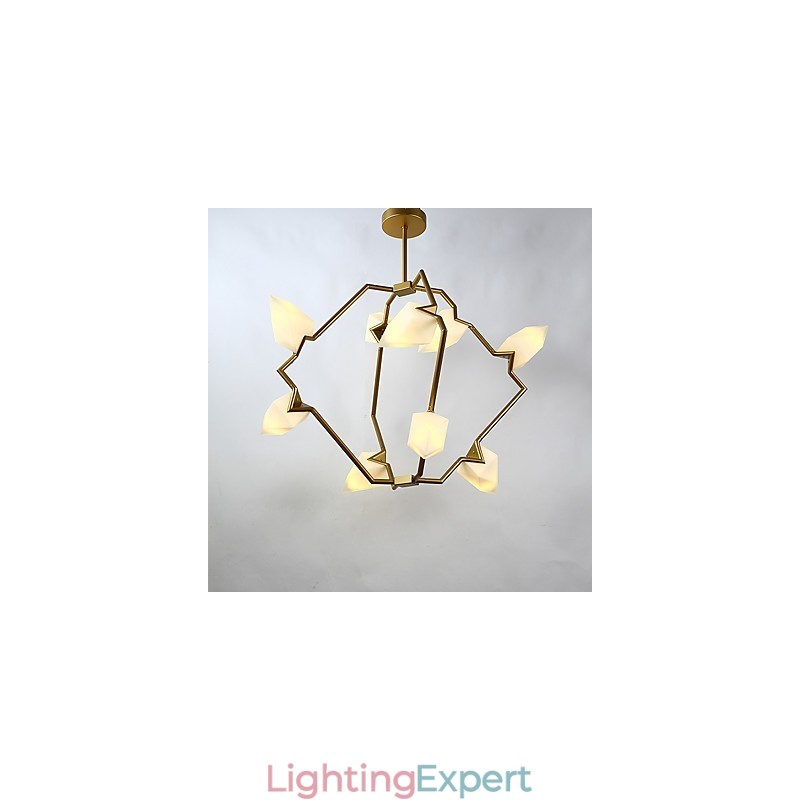 Nine Light Post Modern Metal with Glass Peach Chandelier Lamp the Canteen Decorate Pendant Lamp