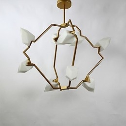 Nine Light Post Modern Metal with Glass Peach Chandelier Lamp the Canteen Decorate Pendant Lamp