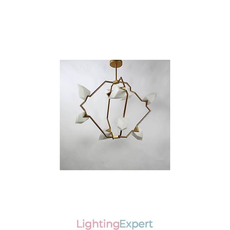 Nine Light Post Modern Metal with Glass Peach Chandelier Lamp the Canteen Decorate Pendant Lamp