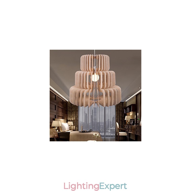 Vintage Three Layer Cake Wood Chandelier