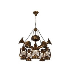 Rustic Lodge Vintage Retro Country Globe Painting Feature for Mini Style Designers Metal Chandelier