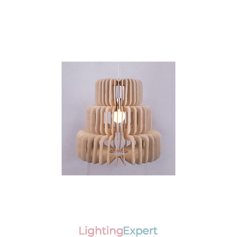 Vintage Three Layer Cake Wood Chandelier