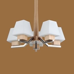 Modern Contemporary Electroplated Feature for Wood Bamboo Chandelier