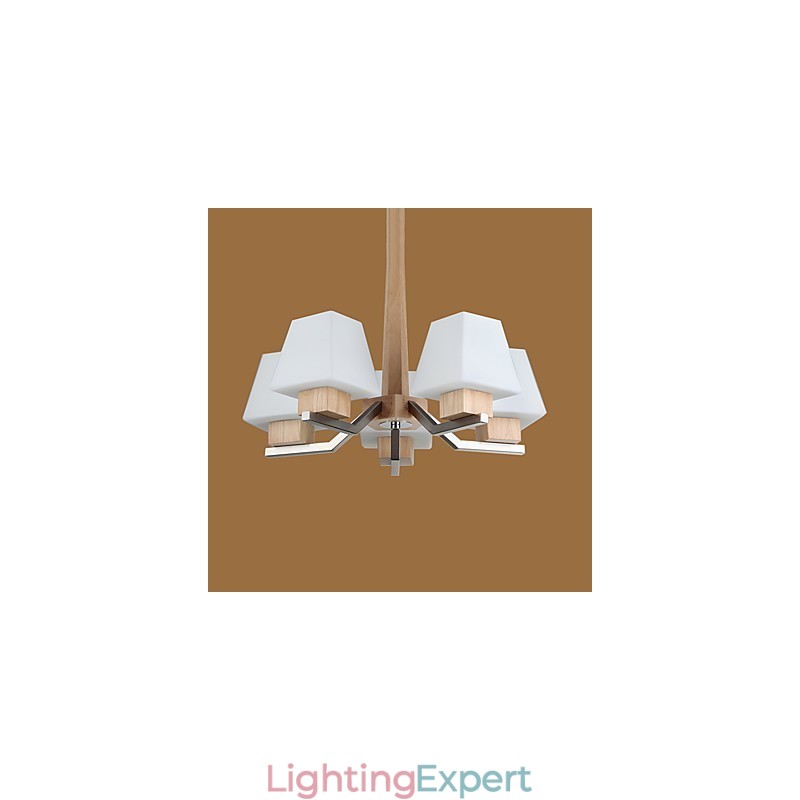 Modern Contemporary Electroplated Feature for Wood Bamboo Chandelier