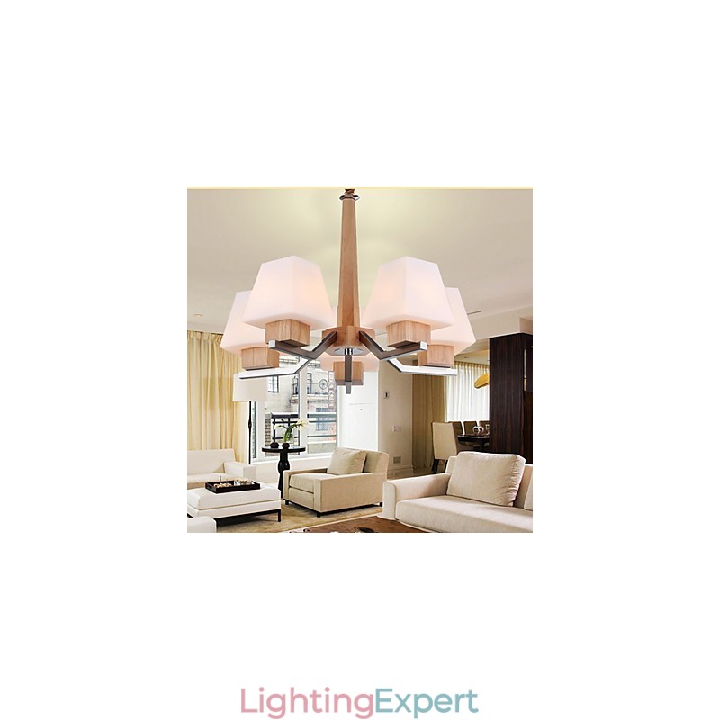 Modern Contemporary Electroplated Feature for Wood Bamboo Chandelier