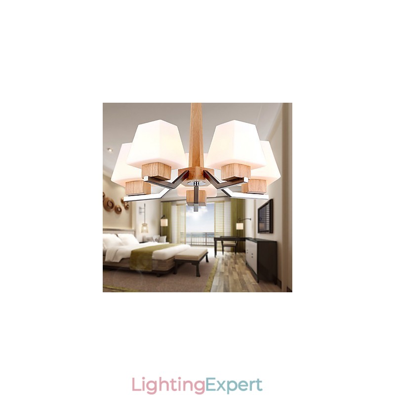 Modern Contemporary Electroplated Feature for Wood Bamboo Chandelier