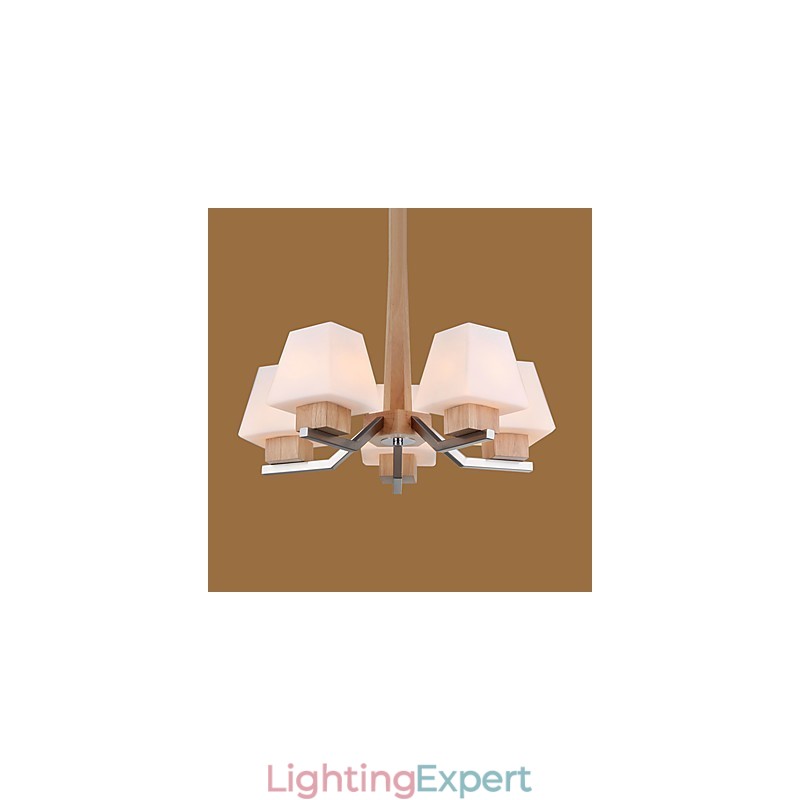 Modern Contemporary Electroplated Feature for Wood Bamboo Chandelier