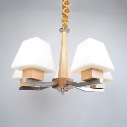 Modern Contemporary Electroplated Feature for Wood Bamboo Chandelier
