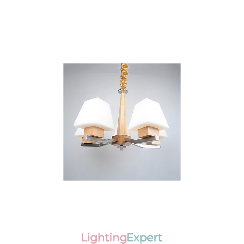 Modern Contemporary Electroplated Feature for Wood Bamboo Chandelier