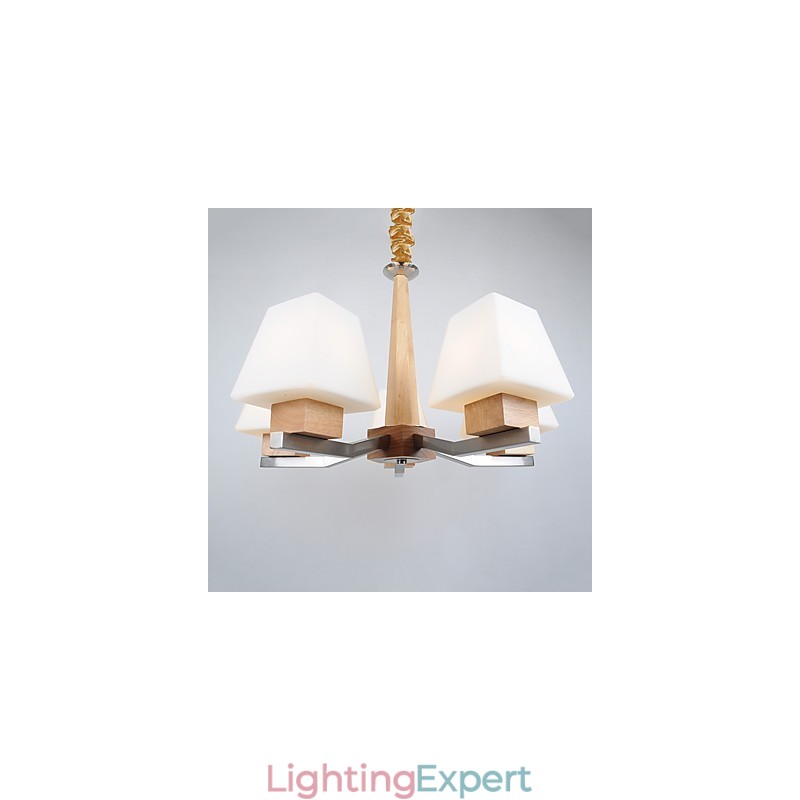 Modern Contemporary Electroplated Feature for Wood Bamboo Chandelier