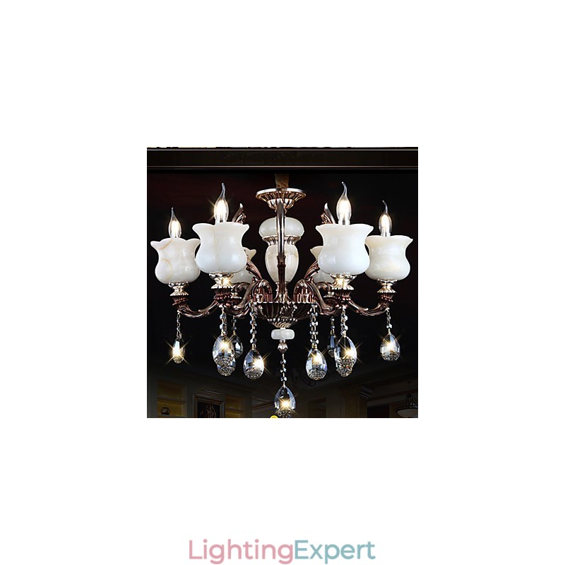 Jade Zinc Alloy Pendant lamp 6 Light Chandelier