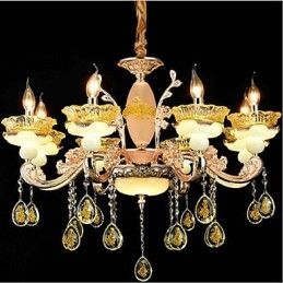 Traditional Classic Electroplated Feature for Crystal Mini Style Metal 8 Bulbs Chandelier