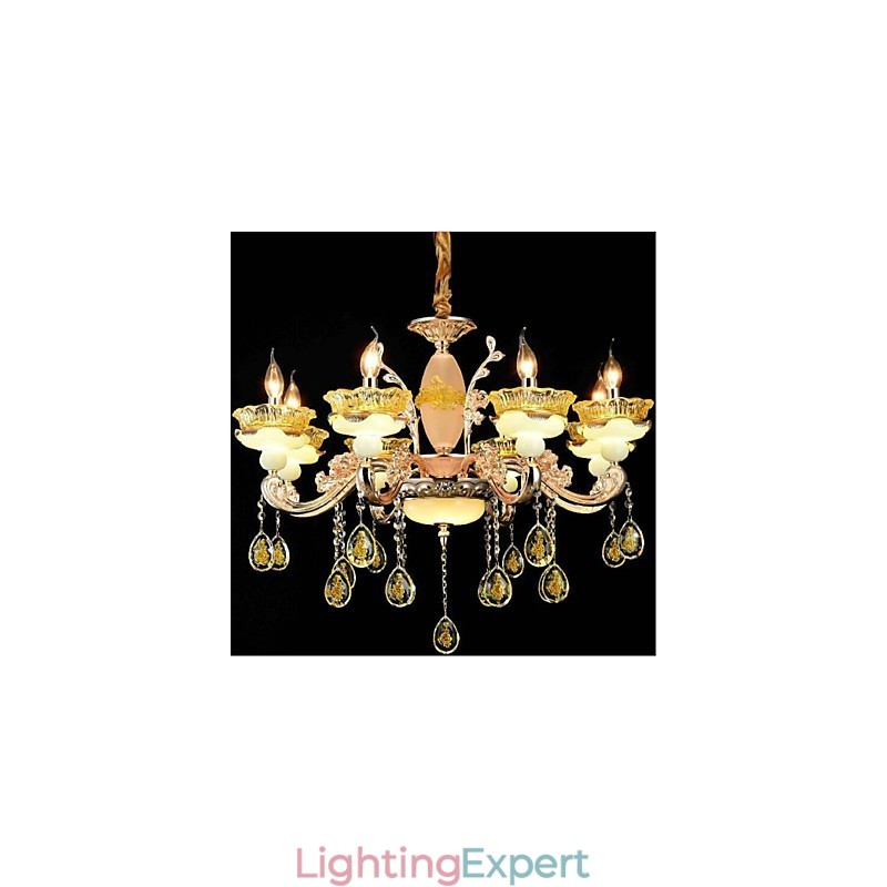 Traditional Classic Electroplated Feature for Crystal Mini Style Metal 8 Bulbs Chandelier