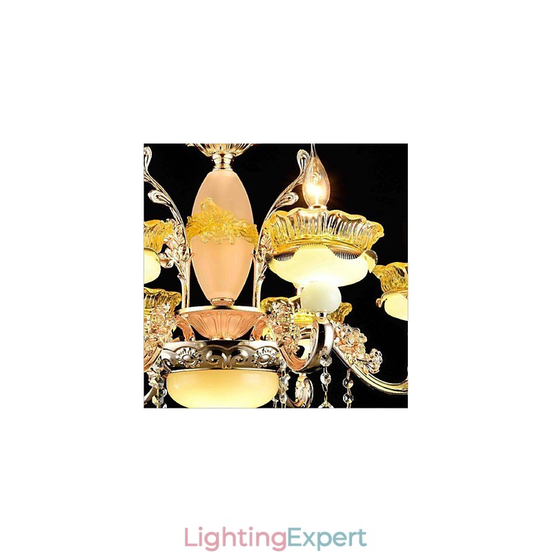 Traditional Classic Electroplated Feature for Crystal Mini Style Metal 8 Bulbs Chandelier